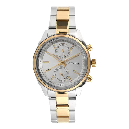 Titan Quartz Multifunction Silver Dial Stainless Steel Strap Watch for Men-PEROZ Accessories