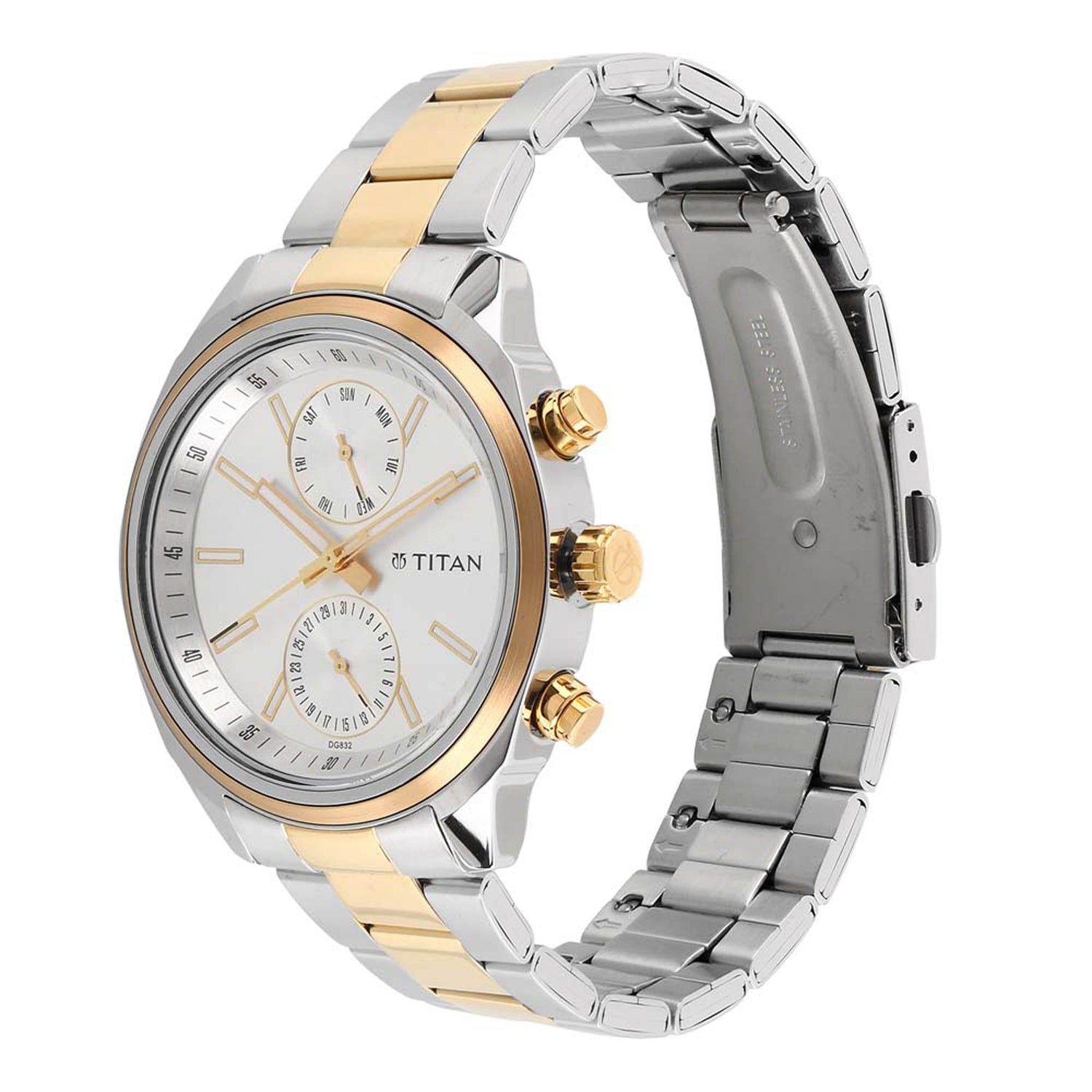 Titan Quartz Multifunction Silver Dial Stainless Steel Strap Watch for Men-PEROZ Accessories