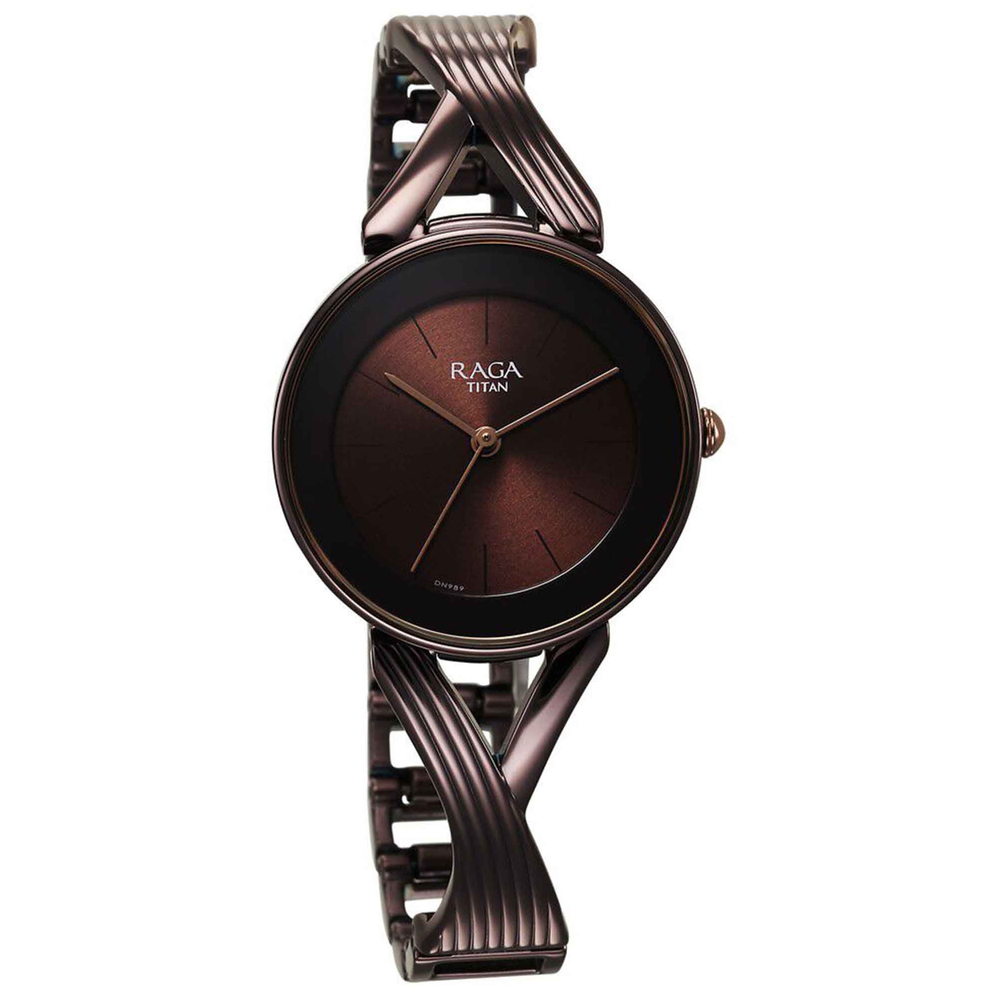 Titan Raga Chic Quartz Analogue Brown Dial Metal Strap Watch for Women-PEROZ Accessories