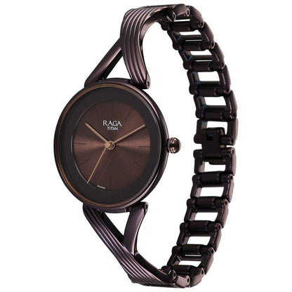 Titan Raga Chic Quartz Analogue Brown Dial Metal Strap Watch for Women-PEROZ Accessories