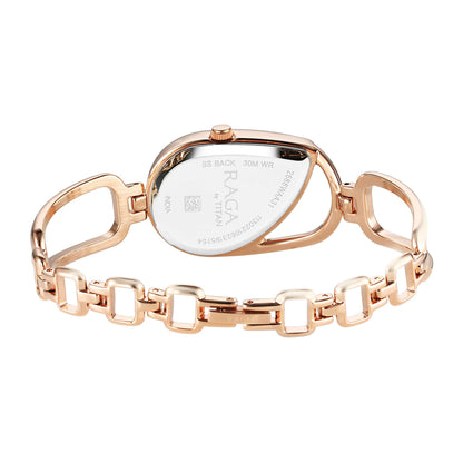 Titan Raga Chic Quartz Analogue Brown Dial Rose Gold Metal Strap Watch for Women-PEROZ Accessories