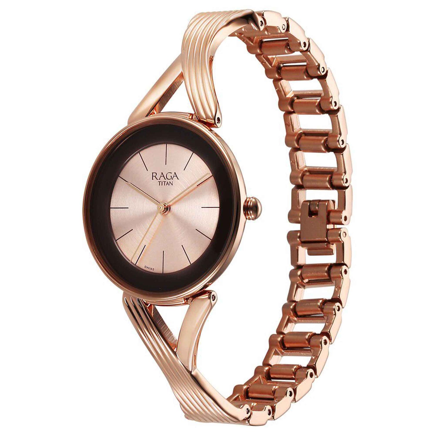 Titan Raga Chic Quartz Analogue Rose Gold Dial Metal Strap Watch for Women-PEROZ Accessories
