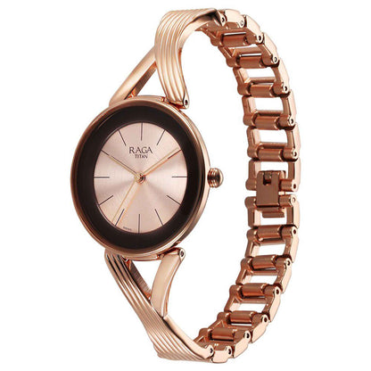Titan Raga Chic Quartz Analogue Rose Gold Dial Metal Strap Watch for Women-PEROZ Accessories