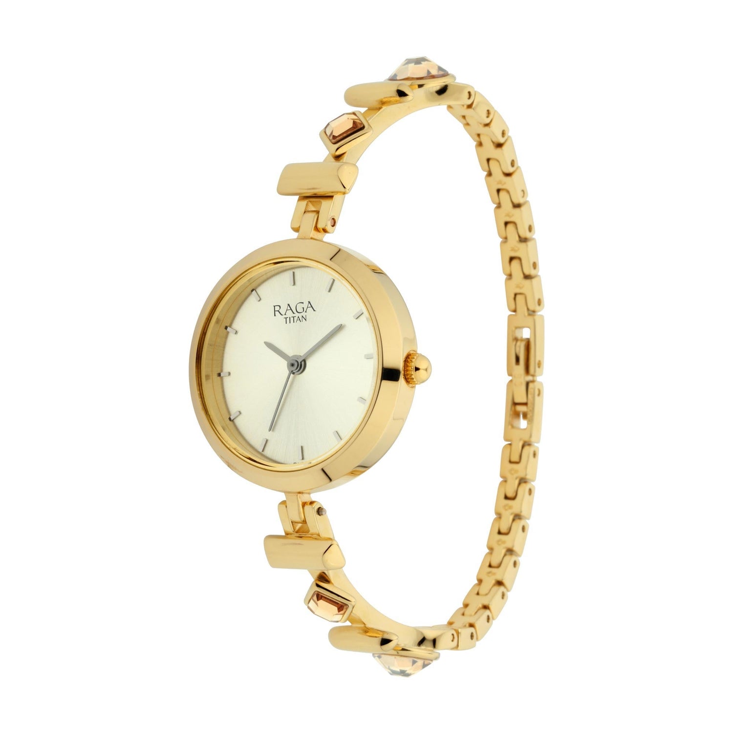 Titan Raga Facets Champagne Dial Analog Stainless Steel Strap Watch for Women-PEROZ Accessories