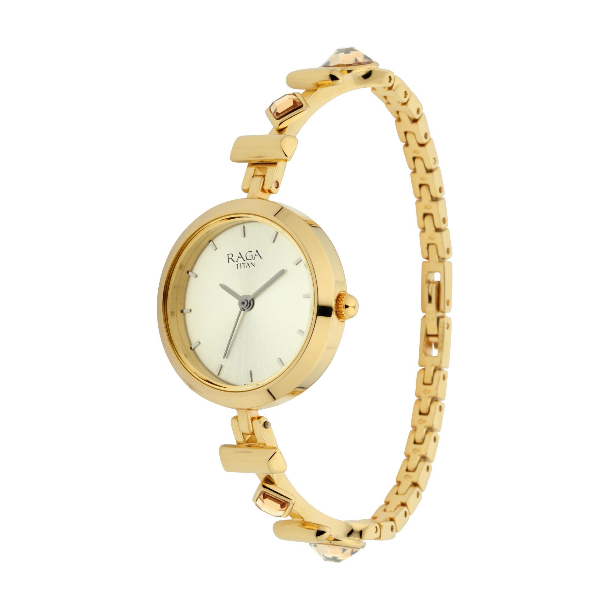 Titan Raga Facets Champagne Dial Analog Stainless Steel Strap Watch for Women-PEROZ Accessories