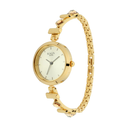 Titan Raga Facets Champagne Dial Analog Stainless Steel Strap Watch for Women-PEROZ Accessories