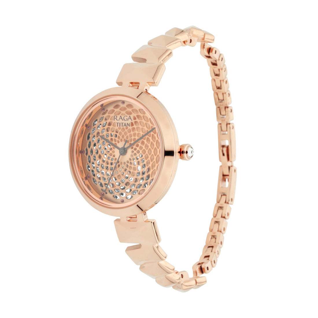 Titan Raga Facets Rose Gold Dial Women Watch With Stainless Steel Strap-PEROZ Accessories