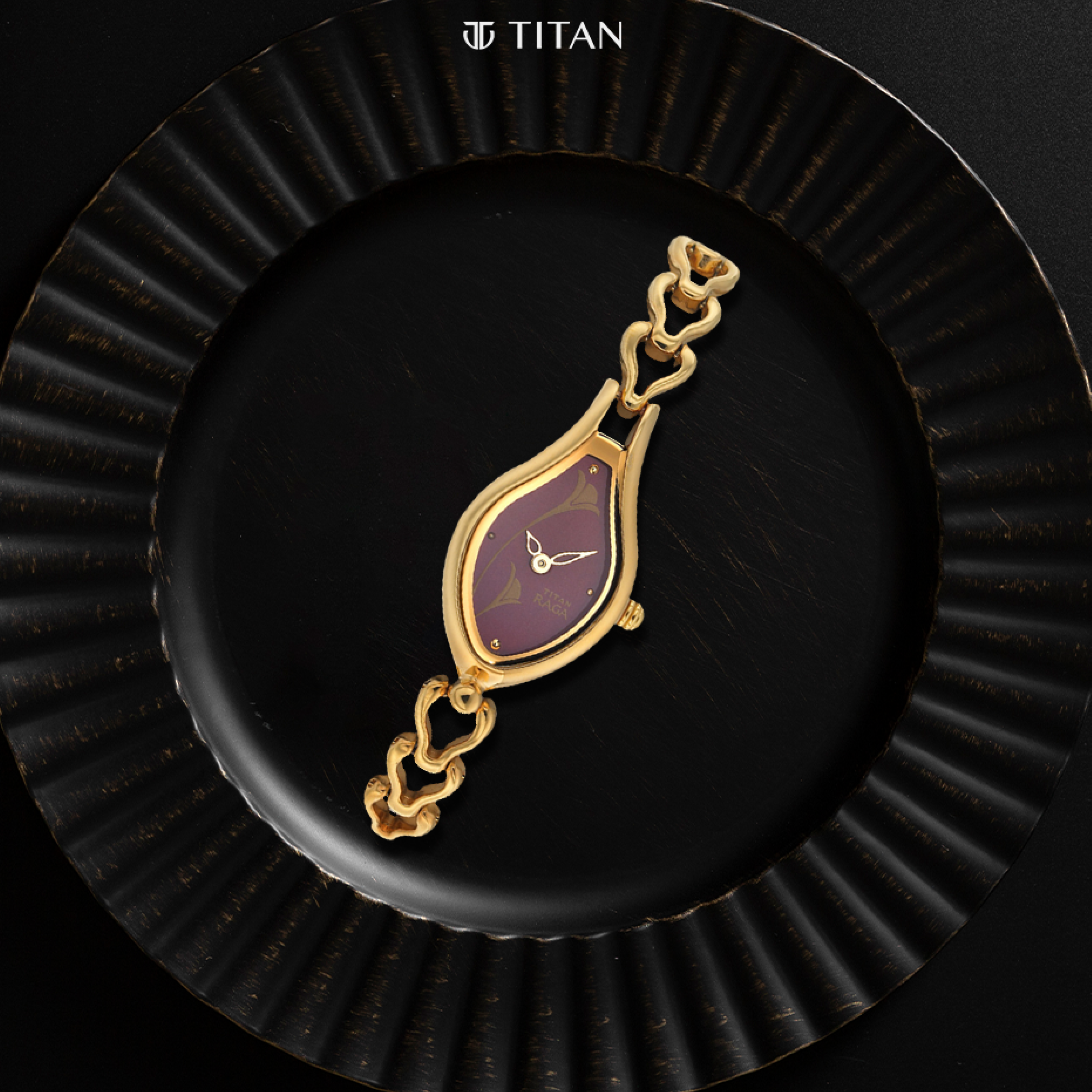 Titan Raga Flora Purple Dial Analog Metal Strap Watch for Women-PEROZ Accessories
