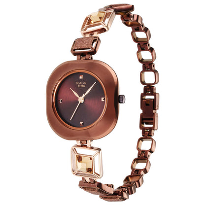 Titan Raga Love All Brown Dial Analogue Metal Strap watch for WoMen-PEROZ Accessories