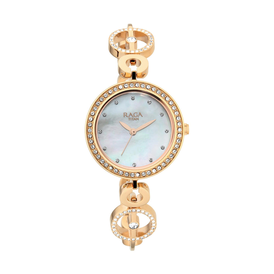 Titan Raga Mother of Pearl Dial Women Rose Gold Pearl Case Watch With Metal Strap for Women-PEROZ Accessories