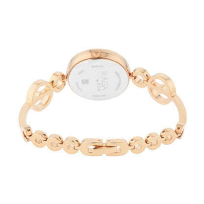 Titan Raga Mother of Pearl Dial Women Rose Gold Pearl Case Watch With Metal Strap for Women-PEROZ Accessories