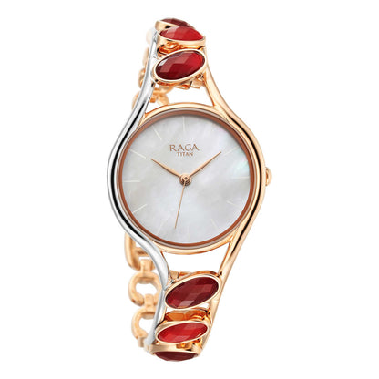 Titan Raga New You Quartz Analog Mother Of Pearl Dial Metal Strap Watch for Women-PEROZ Accessories
