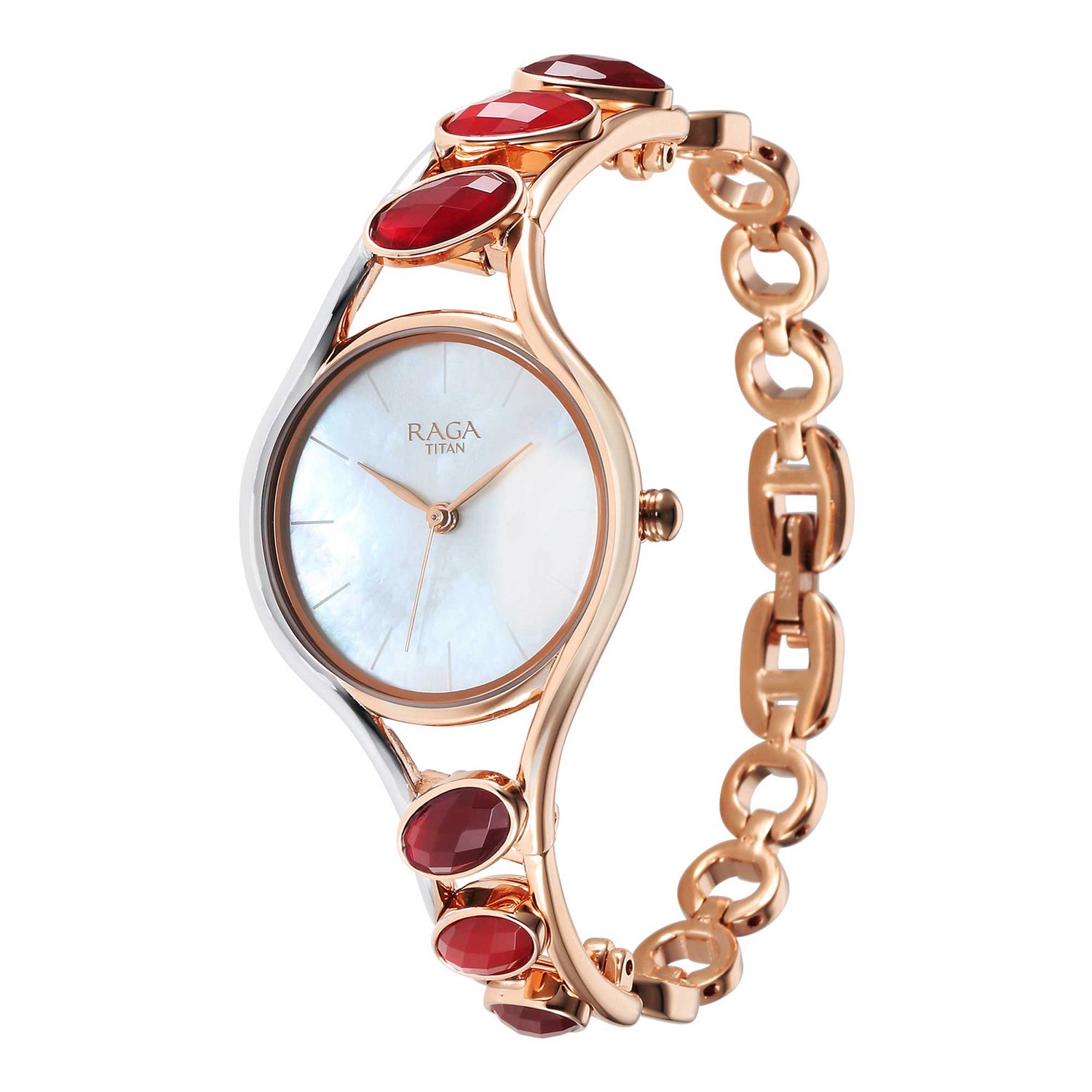 Titan Raga New You Quartz Analog Mother Of Pearl Dial Metal Strap Watch for Women-PEROZ Accessories