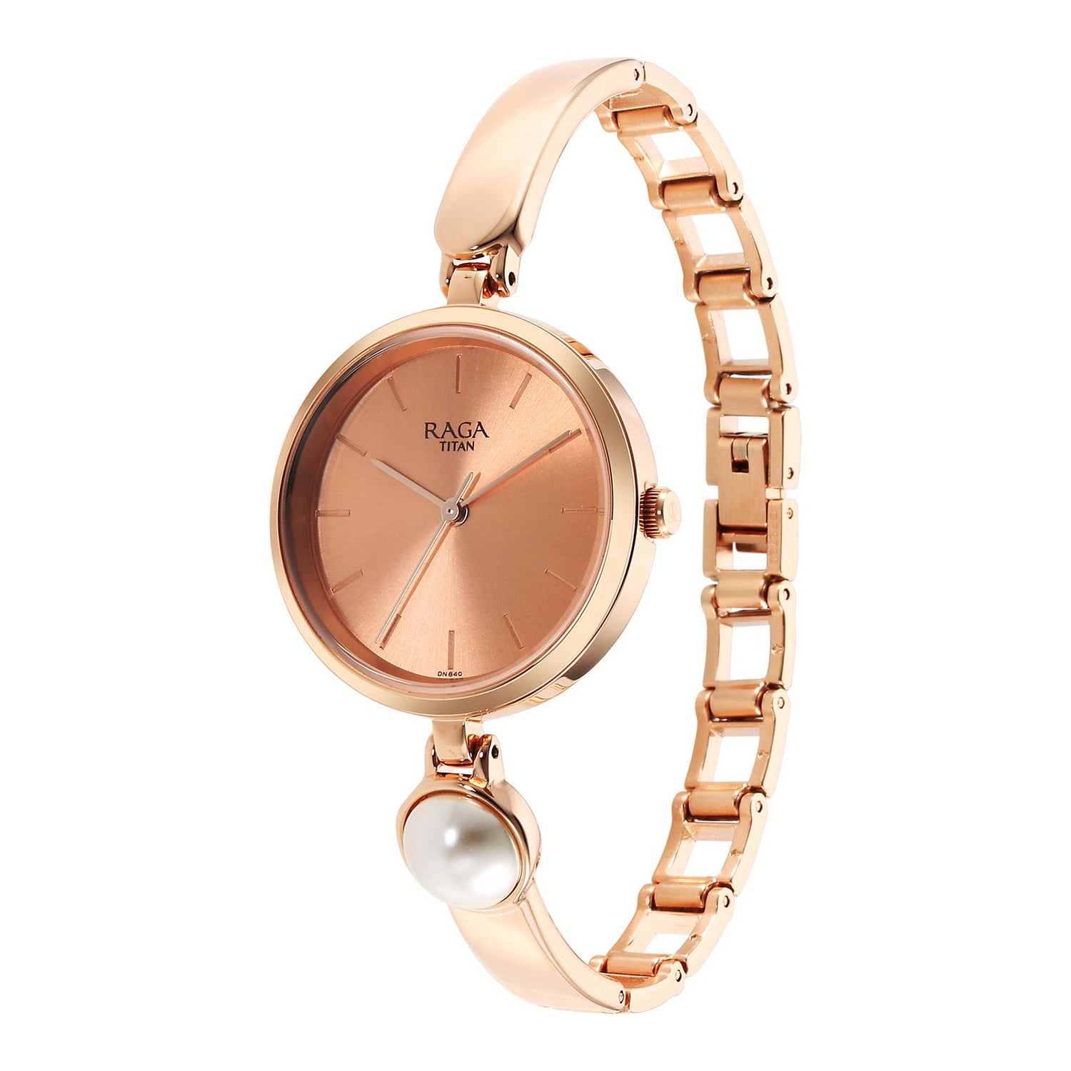 Titan Raga Power Pearls Quartz Analogue Rose Gold Dial Metal Strap with pearl Watch for Women-PEROZ Accessories