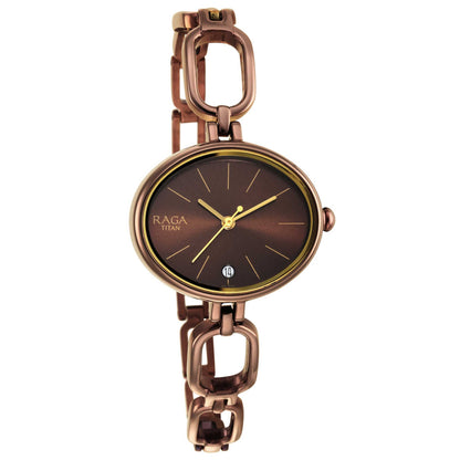 Titan Raga Viva Brown Dial Analogue Metal Strap Watch for Women-PEROZ Accessories