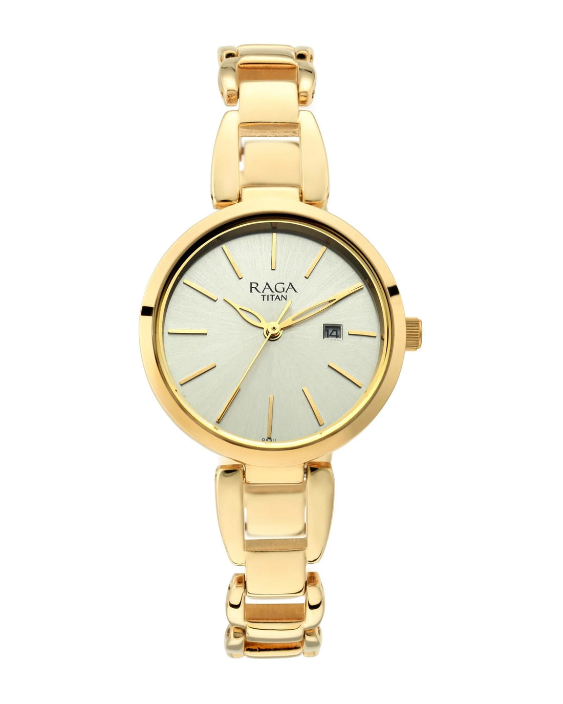 Titan Raga Viva Golden Dial Analogue with Date Metal Strap Watch for Women-PEROZ Accessories