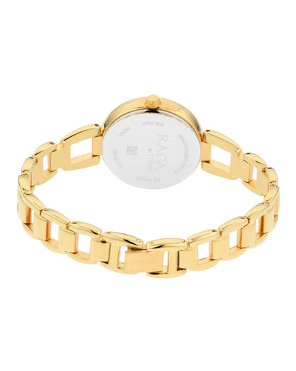 Titan Raga Viva Golden Dial Analogue with Date Metal Strap Watch for Women-PEROZ Accessories