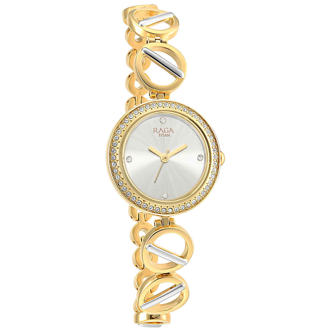 Titan Raga Viva Golden Dial Women Watch With Metal Strap-PEROZ Accessories