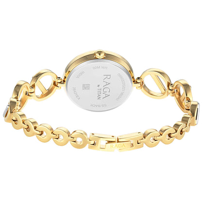 Titan Raga Viva Golden Dial Women Watch With Metal Strap-PEROZ Accessories