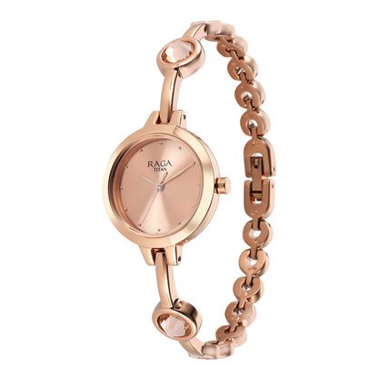 Titan Raga Viva Quartz Analogue Rose Gold Dial Metal Strap Watch for Women-PEROZ Accessories