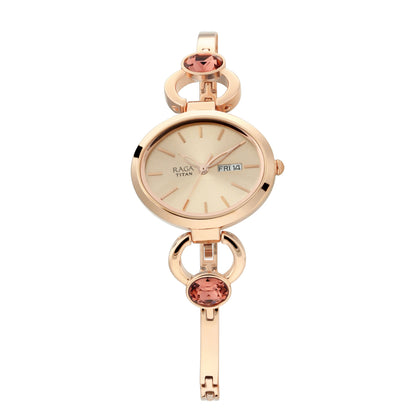 Titan Raga Viva Rose Gold Dial Analogue Day and Date Metal Strap Watch for Women-PEROZ Accessories