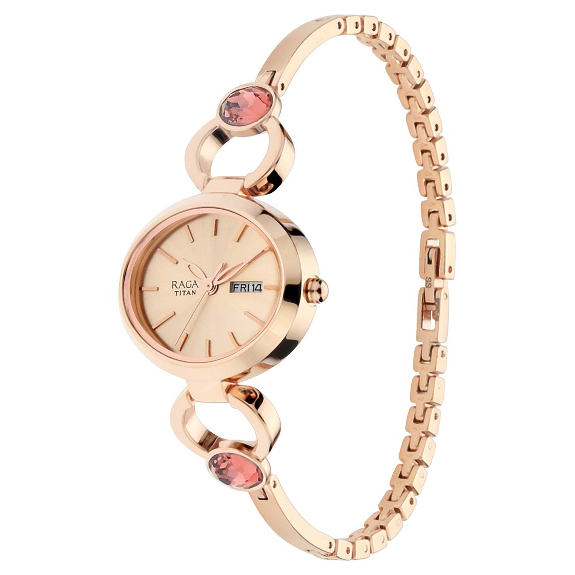 Titan Raga Viva Rose Gold Dial Analogue Day and Date Metal Strap Watch for Women-PEROZ Accessories