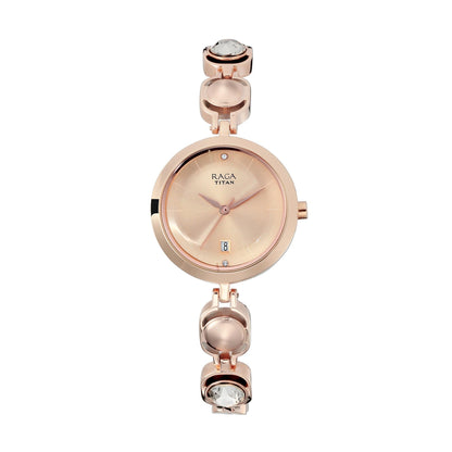 Titan Raga Viva Rose Gold Dial Analogue with Date Metal Strap watch for Women-PEROZ Accessories