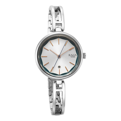 Titan Raga Viva Silver Dial Metal Strap Watch for Women-PEROZ Accessories