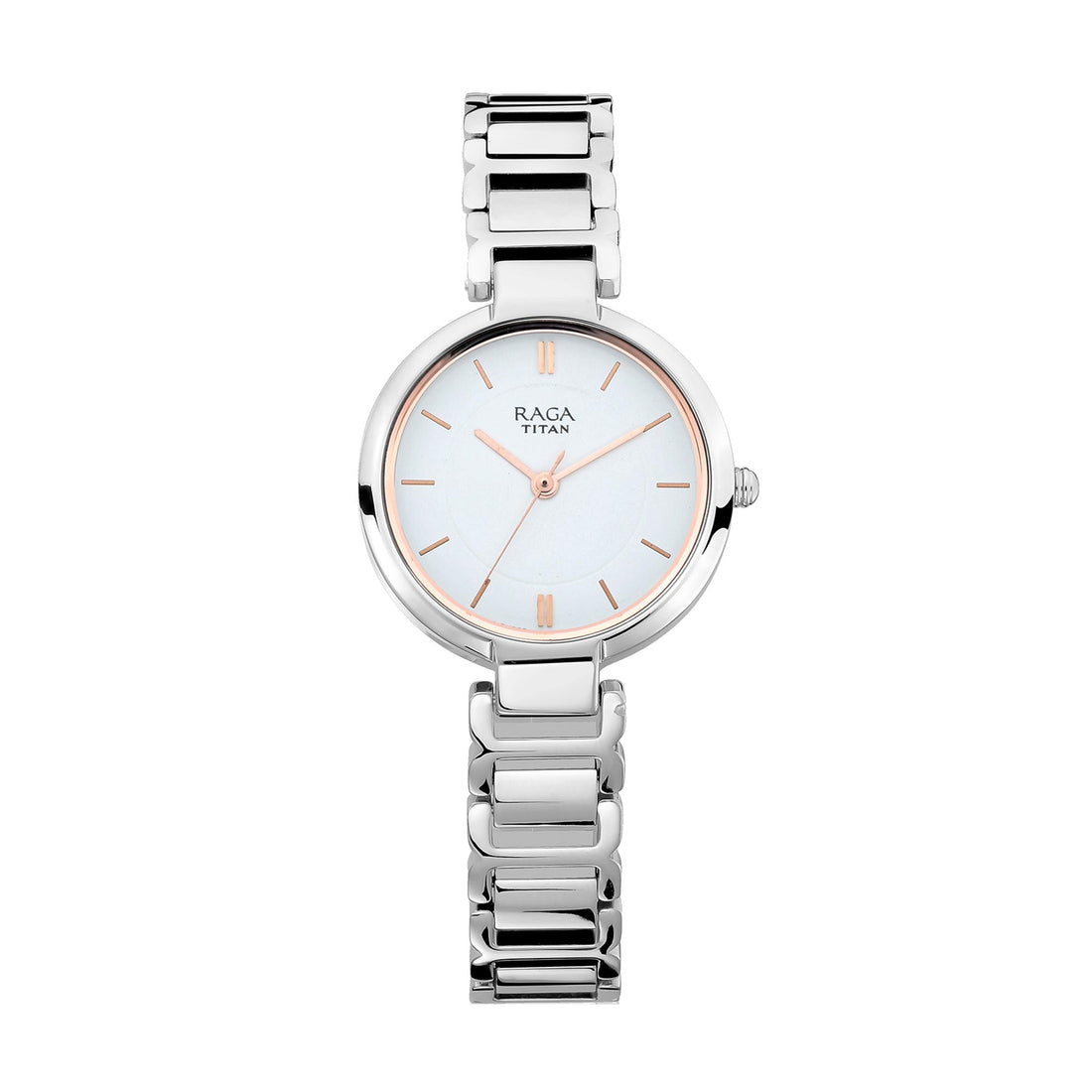 Titan Raga Viva White Dial Analog Metal Strap watch for Women-PEROZ Accessories