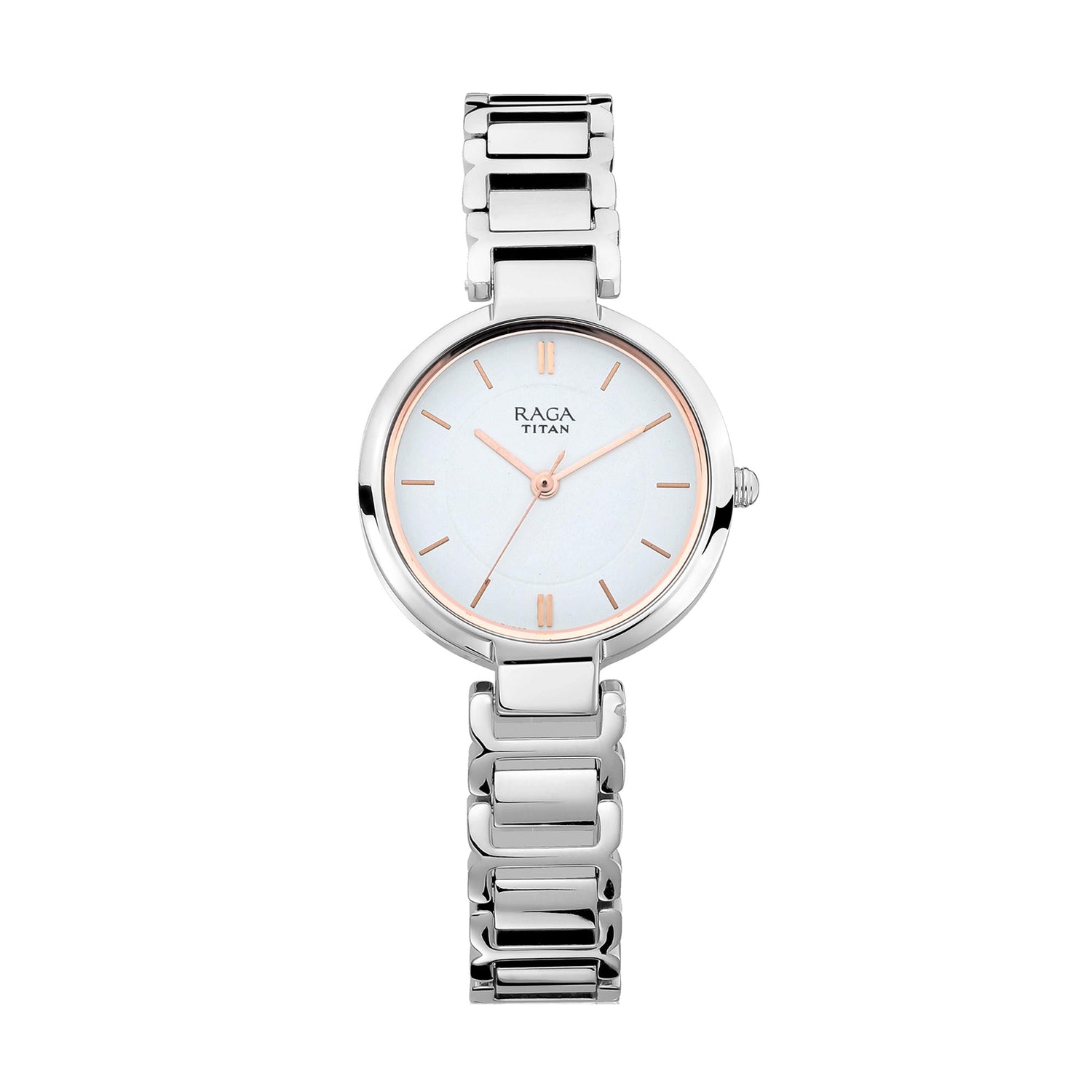 Titan Raga Viva White Dial Analog Metal Strap watch for Women-PEROZ Accessories