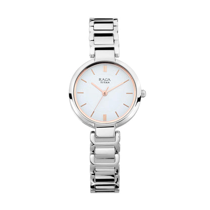 Titan Raga Viva White Dial Analog Metal Strap watch for Women-PEROZ Accessories