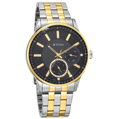 Titan Regalia Opulent Black Dial Analogue Stainless Steel Strap Watch for Men-PEROZ Accessories
