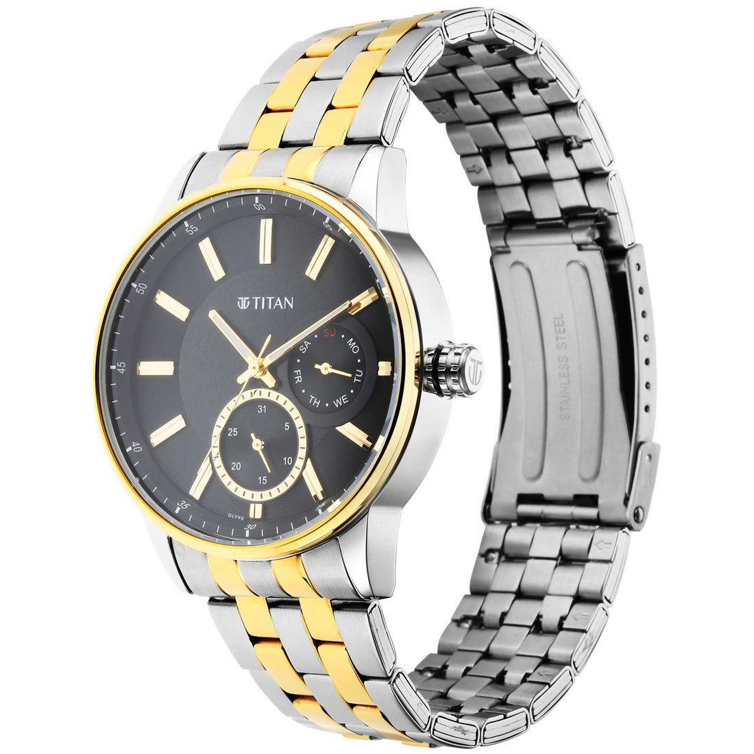 Titan Regalia Opulent Black Dial Analogue Stainless Steel Strap Watch for Men-PEROZ Accessories