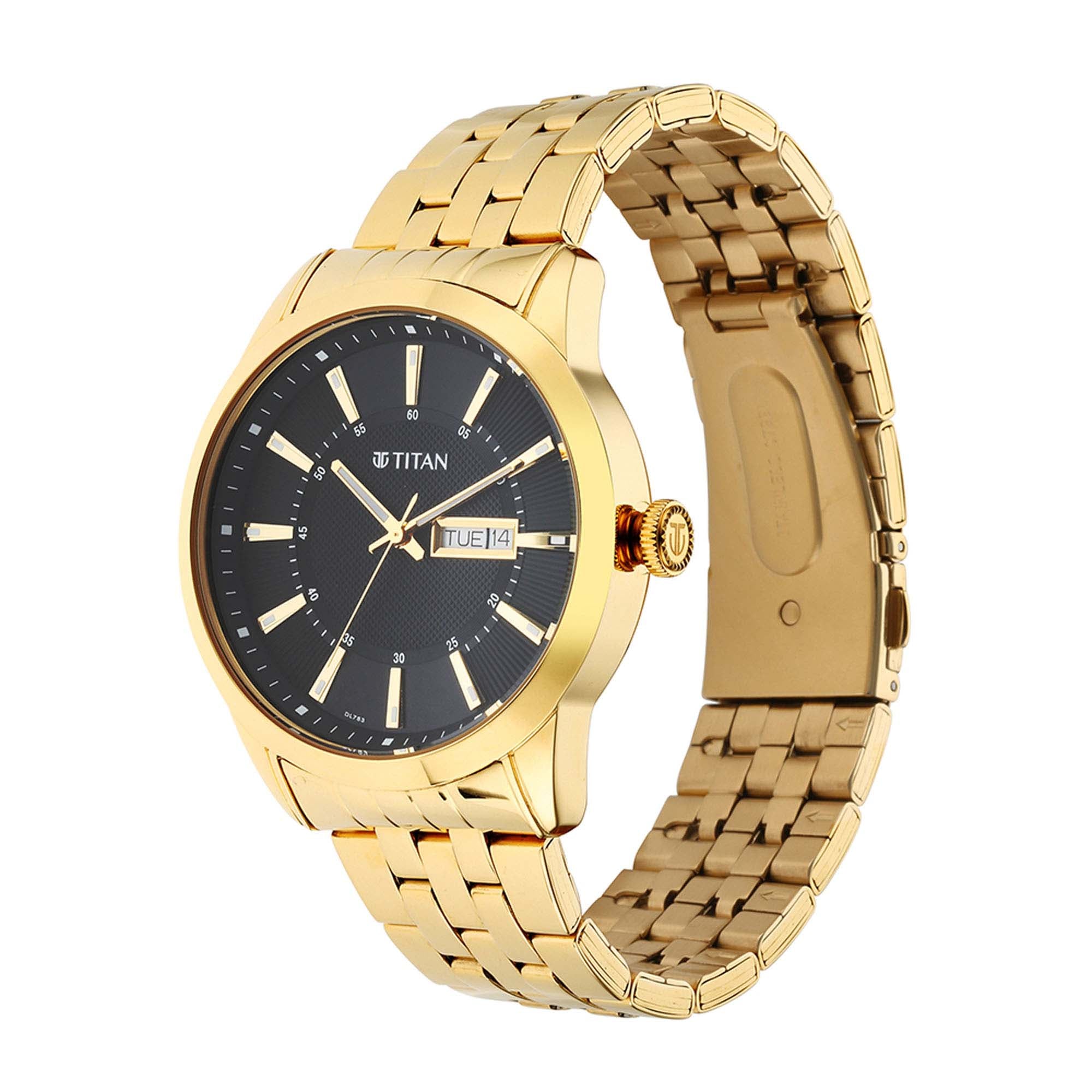Titan Regalia Opulent Champagne Dial Analogue Stainless Steel Strap watch for Men-PEROZ Accessories