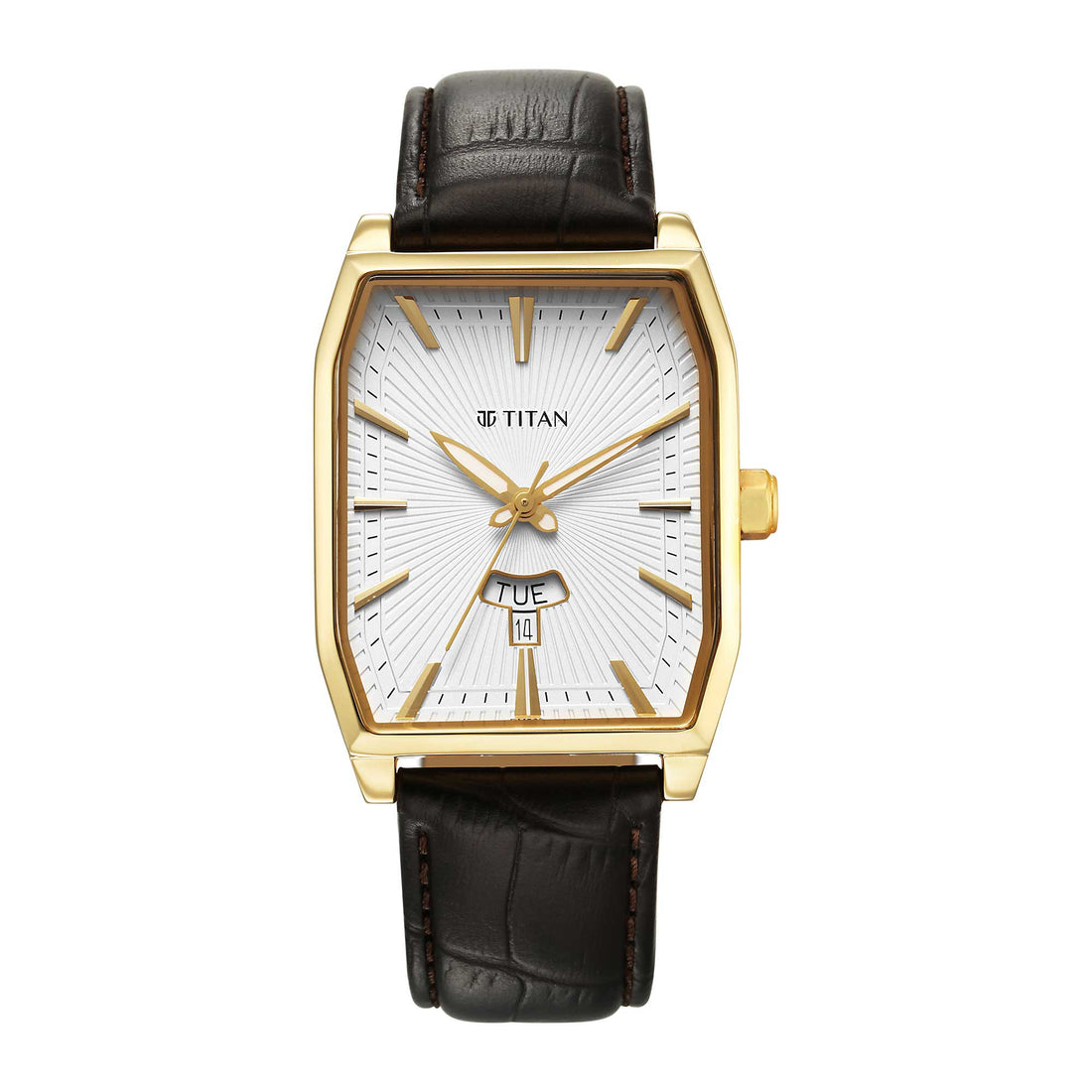 Titan Regalia Opulent White Dial Analogue with Day and Date Leather Strap Watch for Men-PEROZ Accessories