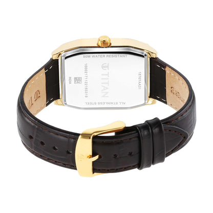 Titan Regalia Opulent White Dial Analogue with Day and Date Leather Strap Watch for Men-PEROZ Accessories