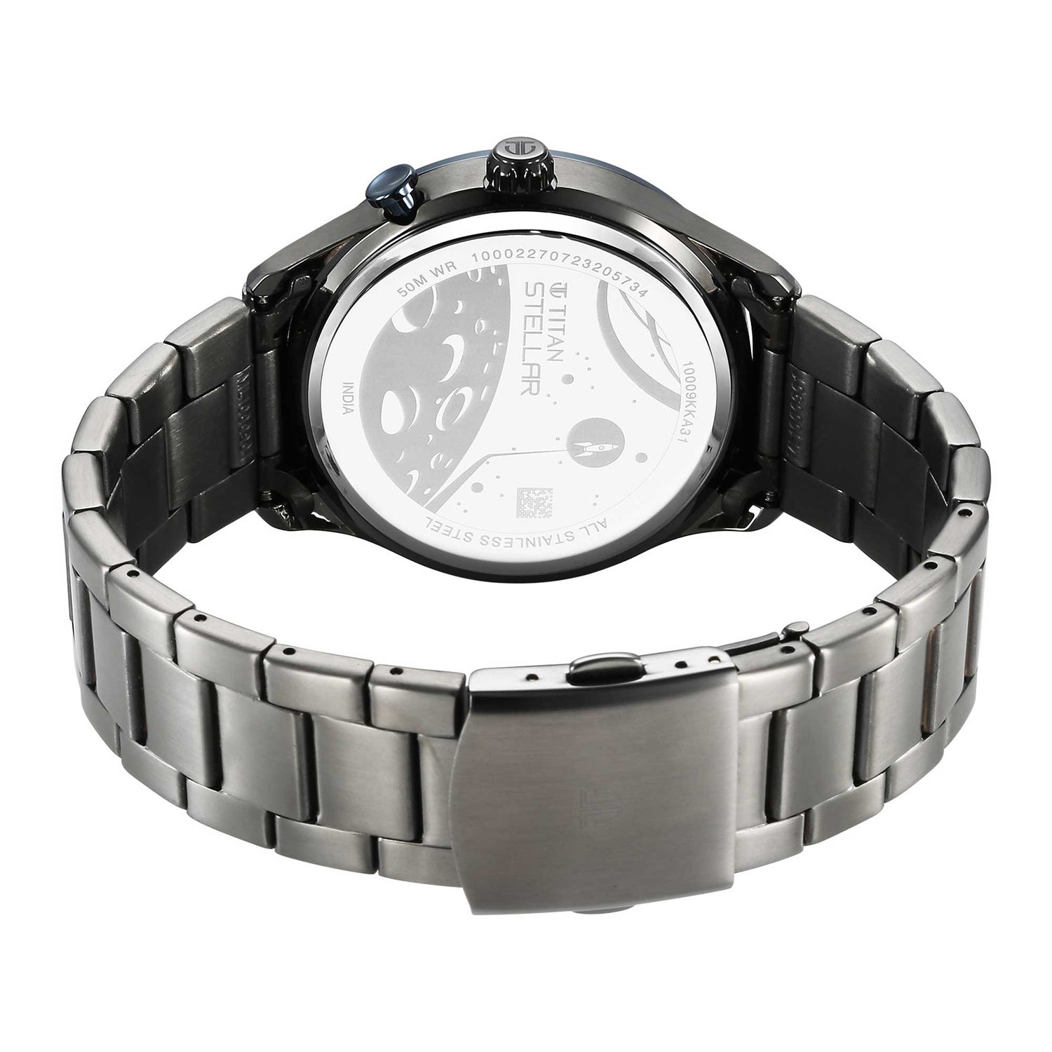 Titan Stellar Quartz Multifunction Blue Dial Stainless Steel Strap Watch for Men-PEROZ Accessories