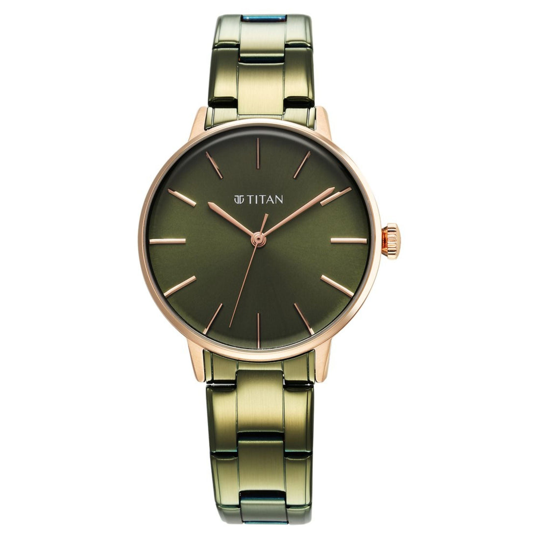 Titan TGIF Quartz Analogue Green Dial Green Stainless Steel Strap Watch for Women-PEROZ Accessories