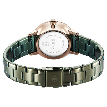 Titan TGIF Quartz Analogue Green Dial Green Stainless Steel Strap Watch for Women-PEROZ Accessories