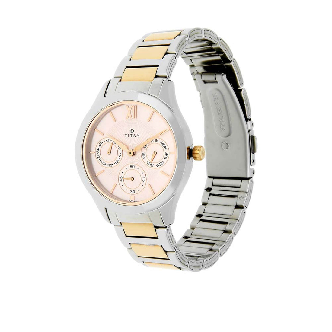 Titan Workwear Pink Dial Analog with Day and Date Stainless Steel Strap Watch for Women-PEROZ Accessories