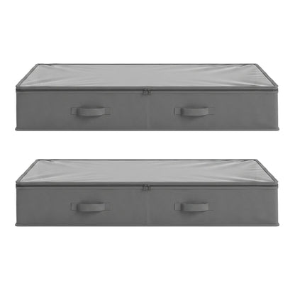 Artiss Under Bed Storage Containers X2 90L Boxes Organiser Clear Top Fabric Grey