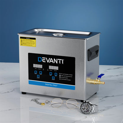 Devanti 6.5L Ultrasonic Cleaner Heater Cleaning Machine Timer Industrial 180W-Appliances &gt; Appliances Others-PEROZ Accessories