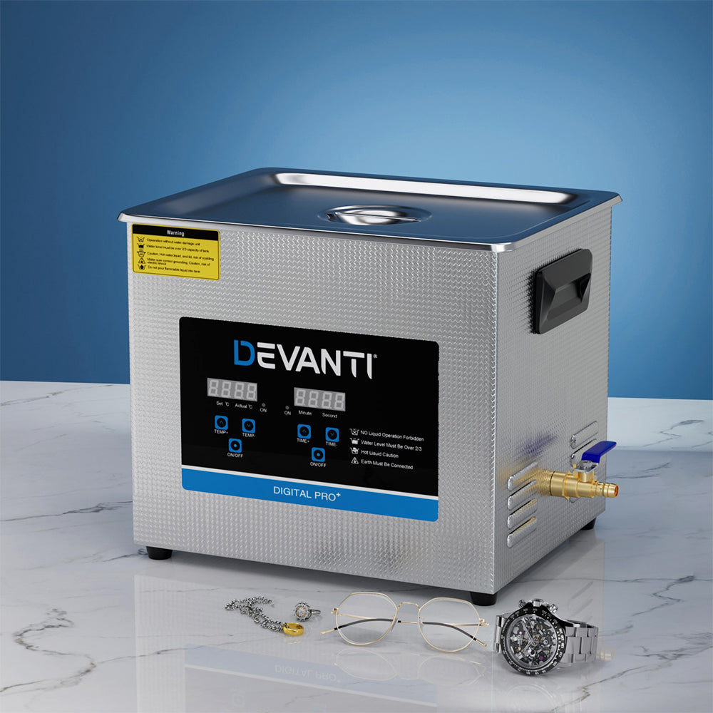 Devanti 10L Ultrasonic Cleaner Heater Cleaning Machine Timer Industrial 240W-Appliances &gt; Appliances Others-PEROZ Accessories