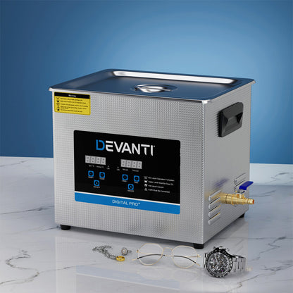Devanti 10L Ultrasonic Cleaner Heater Cleaning Machine Timer Industrial 240W-Appliances &gt; Appliances Others-PEROZ Accessories