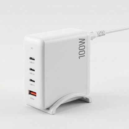 Devanti USB C Charger 100W Fast Charger 4 Port GaN Desktop Station White-Electronics > Battery Chargers &amp; Power > Power Banks &amp; Chargers-PEROZ Accessories