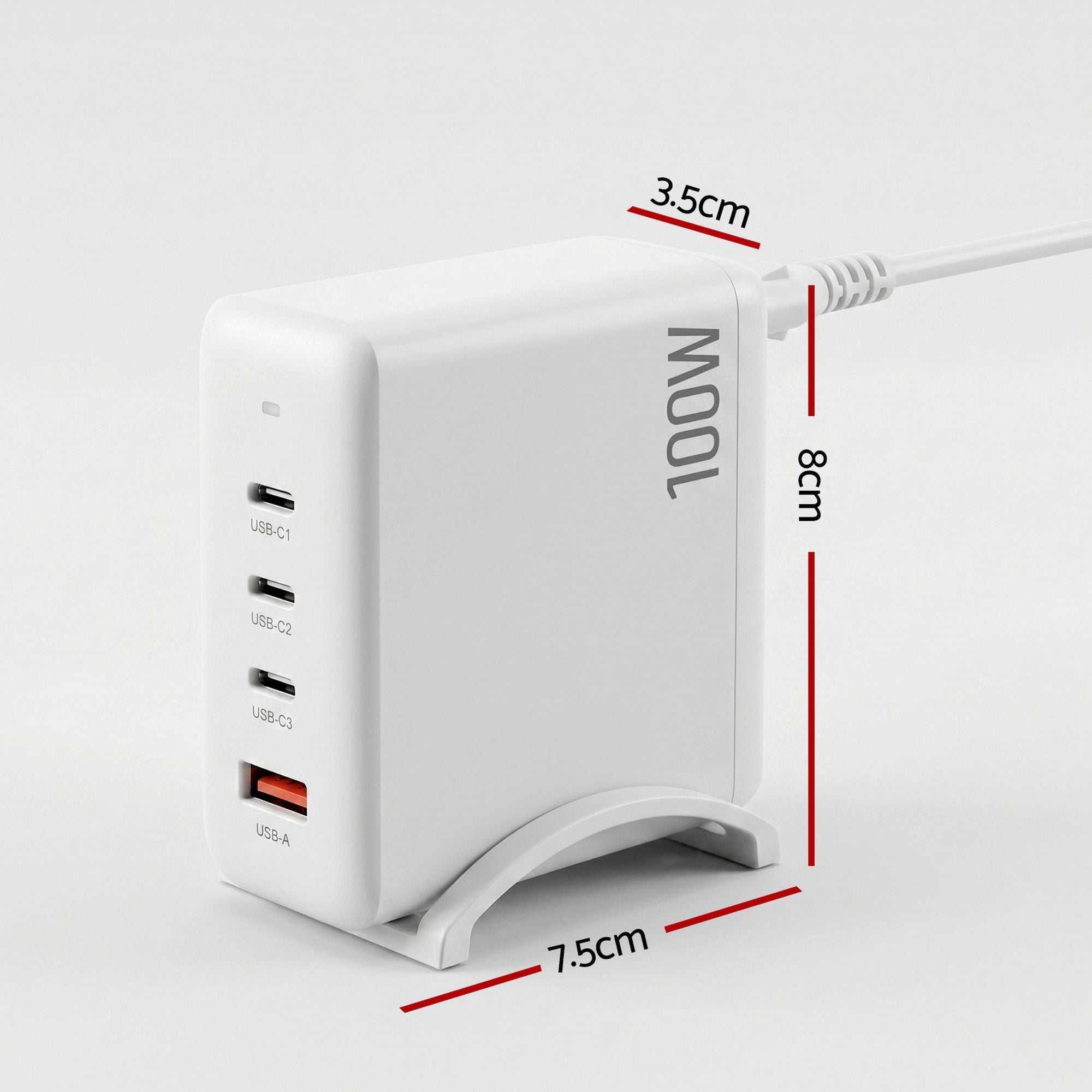 Devanti USB C Charger 100W Fast Charger 4 Port GaN Desktop Station White-Electronics > Battery Chargers &amp; Power > Power Banks &amp; Chargers-PEROZ Accessories