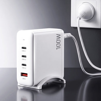 Devanti USB C Charger 100W Fast Charger 4 Port GaN Desktop Station White-Electronics > Battery Chargers &amp; Power > Power Banks &amp; Chargers-PEROZ Accessories