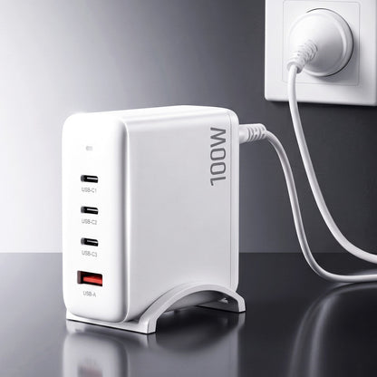 Devanti USB C Charger 100W Fast Charger 4 Port GaN Desktop Station White-Electronics > Battery Chargers &amp; Power > Power Banks &amp; Chargers-PEROZ Accessories
