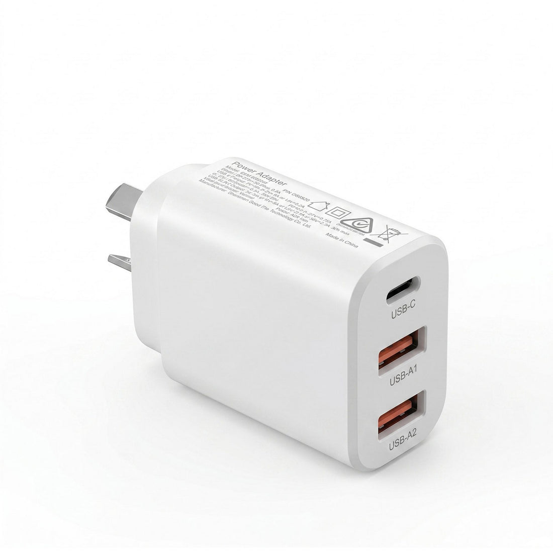 Devanti USB C Charger 30W Fast Charger 3 Port PD Charging Block White-Electronics > Battery Chargers &amp; Power > Power Banks &amp; Chargers-PEROZ Accessories
