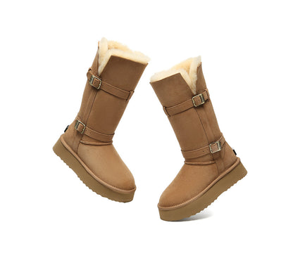 UGG EVERAU® 3-Way Style UGG Boots Women Sheepskin Wool Knee High Platform Tall Valerie-PEROZ Accessories